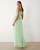 Lace & Beads Lace & Beads Bridesmaid tulle one shoulder fitted waist maxi dress in light sage-Green - 4