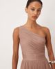 Lace & Beads Lace & Beads Bridesmaid tulle one shoulder maxi dress in taupe-Neutral - 4