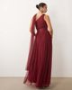 Lace & Beads Lace & Beads Bridesmaid tulle one shoulder scarf neck fitted waist maxi dress in raspberry-pink - 2