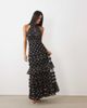 Lace & Beads Lace & Beads chiffon halter neck tie back ruffle maxi dress in black and tan polka dot - 1