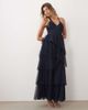 Lace & Beads Lace & Beads embellished tulle halter neck tiered ruffle maxi dress in navy - 1