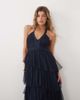 Lace & Beads Lace & Beads embellished tulle halter neck tiered ruffle maxi dress in navy - 2