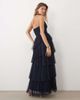 Lace & Beads Lace & Beads embellished tulle halter neck tiered ruffle maxi dress in navy - 3
