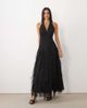 Lace & Beads Lace & Beads halter neck ruffle skirt textured maxi dress in black - 1