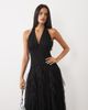 Lace & Beads Lace & Beads halter neck ruffle skirt textured maxi dress in black - 2