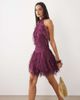 Lace & Beads Lace & Beads halter neck tiered ruffle detailing tulle mini dress in magenta purple-pink - 1