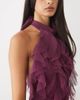 Lace & Beads Lace & Beads halter neck tiered ruffle detailing tulle mini dress in magenta purple-pink - 3