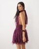 Lace & Beads Lace & Beads halter neck tiered ruffle detailing tulle mini dress in magenta purple-pink - 4