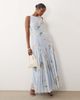 Lace & Beads Lace & Beads high neck sleeveless dropped waist full skirted chiffon maxi dress in blue - 1