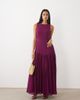 Lace & Beads Lace & Beads high neck sleeveless pleated drop waist chiffon maxi dress in fig-Red - 1