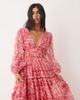 Lace & Beads Lace & Beads long sleeve maxi dress in red and pink floral - 4