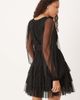 Lace & Beads Lace & Beads long sleeve plunge tiered tulle mini dress in black - 2