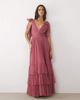 Lace & Beads Lace & Beads Madison tulle bow shoulder plunge neck maxi dress in dusty pink-Orange - 1