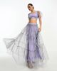 Lace & Beads Lace & Beads organza puff sleeve crop top in lilac floral - part of a set-Multi - 4