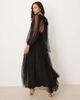 Lace & Beads Lace & Beads plunge neck dropped hem tulle maxi dress in black - 2