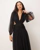 Lace & Beads Lace & Beads plunge neck dropped hem tulle maxi dress in black - 4