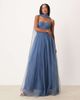 Lace & Beads Lace & Beads scarf neck corset tulle maxi dress in ethereal blue - 1