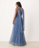 Lace & Beads Lace & Beads scarf neck corset tulle maxi dress in ethereal blue - 3