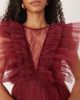 Lace & Beads Lace & Beads sheer lace plunge maxi dress in oxblood-Red - 3