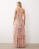 Lace & Beads Lace & Beads tulle bandeau ruched tiered maxi dress in pink floral-Multi - 4