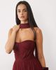 Lace & Beads Lace & Beads tulle bandeau scarf neck corset maxi dress in burgundy-Red - 2