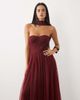 Lace & Beads Lace & Beads tulle bandeau scarf neck corset maxi dress in burgundy-Red - 3