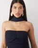 Lace & Beads Lace & Beads tulle bandeau shaped waistband scarf detail maxi dress in navy - 3