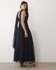 Lace & Beads Lace & Beads tulle bandeau shaped waistband scarf detail maxi dress in navy - 4