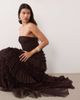 Lace & Beads Lace & Beads tulle bandeau tiered ruffle maxi dress in chocolate-Brown - 4