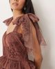 Lace & Beads Lace & Beads tulle bow shoulder midi dress in brown abstract animal-Multi - 2
