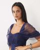 Lace & Beads Lace & Beads tulle fallen shoulder asymmetric ruffle detail maxi dress in navy - 2