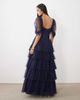 Lace & Beads Lace & Beads tulle fallen shoulder asymmetric ruffle detail maxi dress in navy - 4