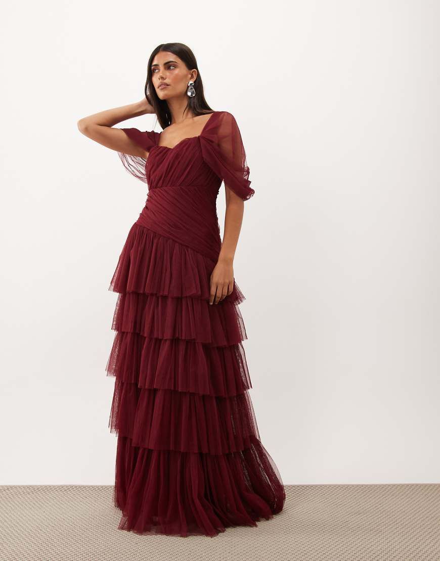 lace and beads ruffle dress & Navy Uniforms: Women's Full outdoor Perfect for evening occasions Color:Same as picture- Dark Navy Boho ruffle maxi dress