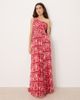 Lace & Beads Lace & Beads tulle one shoulder scarf neck maxi dress in red floral print - 1