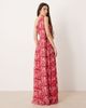 Lace & Beads Lace & Beads tulle one shoulder scarf neck maxi dress in red floral print - 4