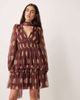 Lace & Beads Lace & Beads tulle scarf neck mini dress in rose brown polka dots - 1