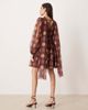 Lace & Beads Lace & Beads tulle scarf neck mini dress in rose brown polka dots - 3