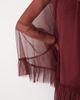 Lace & Beads Lace & Beads tulle sheer overlay bell sleeve ruffle hem mini dress in burgundy-RED - 3