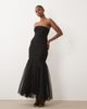 Lace & Beads Lace & Beads tulle square neck fishtail maxi dress in black - 1