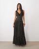 Lace & Beads Lace & Beads tulle velvet trim sleeveless plunge neck tiered maxi dress in black polka dot-Multi - 1