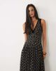 Lace & Beads Lace & Beads tulle velvet trim sleeveless plunge neck tiered maxi dress in black polka dot-Multi - 3