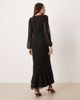 Lace & Beads Lace & Beads v-neck sheer balloon sleeve ruffle hem maxi dress in black - 3
