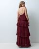 Lace & Beads Petite Lace & Beads Petite tulle halter neck tiered maxi dress in burgundy - 3