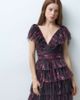 Lace & Beads Petite Lace & Beads Petite tulle plunge neck tiered ruffle mini dress in black floral - 1