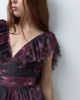 Lace & Beads Petite Lace & Beads Petite tulle plunge neck tiered ruffle mini dress in black floral - 4