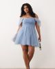 Lace & Beads Plus Lace & Beads Plus off shoulder tulle mini dress in steel blue - 1