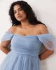 Lace & Beads Plus Lace & Beads Plus off shoulder tulle mini dress in steel blue - 4