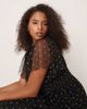 Lace & Beads Plus Lace & Beads Plus V-neck tulle midi dress in black polka dot - 2