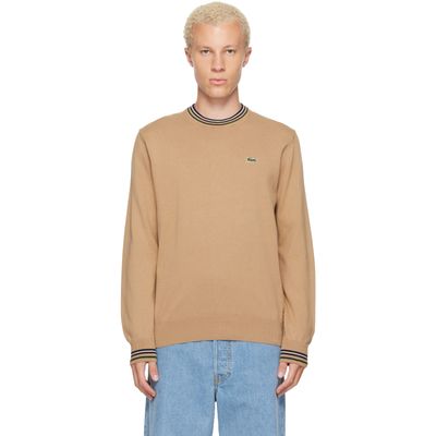 Lacoste Lacoste Beige Striped Cotton Jersey Sweater