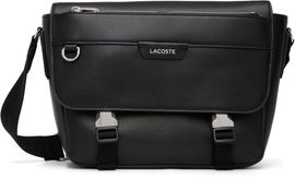 Lacoste Lacoste Black Ossian Flap Close Leather Satchel Bag